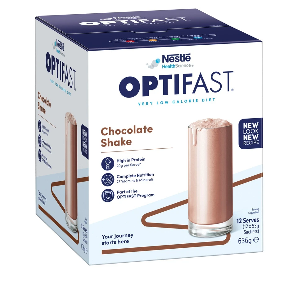 4 x Optifast VLCD Chocolate Shake 12 x 53g Sachets Low Calorie Diet
