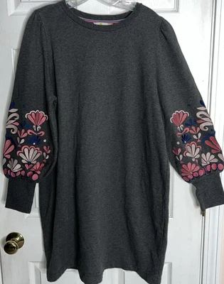 Mujer Talla Grande 20-22 BODEN Jazmín Sudadera Vestido en Carbón Marl Bordado Foto 1 de 4