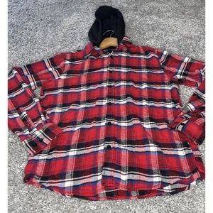 Mens Aeropostale Hooded Button Up Shirt Medium Multicolor Warm Soft - Picture 1 of 8