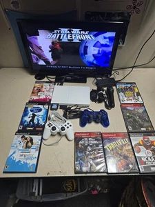 Sony PlayStation 2 PS2 Slim WHITE Console Bundle w/ 2 Controllers, Games TESTED! - Picture 1 of 19