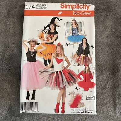 Simplicity 2074 No-Sew Tutu Skirt Costume Pattern Adults & Dog One Size - Image 1 of 4