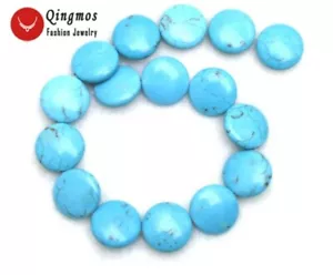 "Moneda redonda de 25 mm cuentas turquesa azul natural para hacer joyas hágalo usted mismo cadena 15" - Imagen 1 de 3