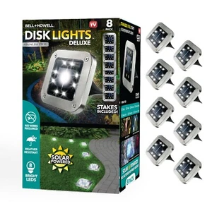Bell + Howell Square 8 LED Outdoor Disk Lights Auto On & Off - 8 Pack - Picture 1 of 8
