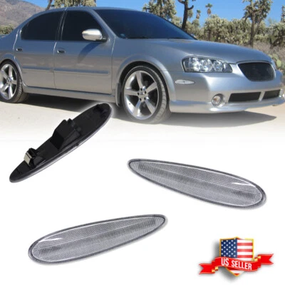 Fits 2000-2003 Nissan Maxima Clear Lens Front Side Marker Light Assembly 2PCS - Image 1 of 4