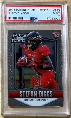 2015 Prizm Collegiate DP Football #243 Stefon Diggs Rookie PSA 9 Pop 7 - Image 1 of 2