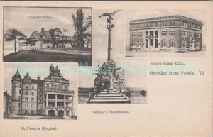 Peoria IL - COUNTRY & CREVE COEUR CLUB - HOSPITAL ST FRANCIS - Postal - Imagen 1 de 2