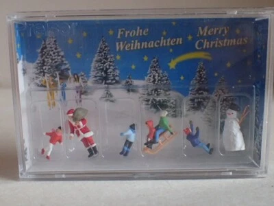 Preiser Weihnachtsszenen Schneemann Winter Schlitten 10626 H0 1:87 OVP 6Fig - Bild 1 von 2