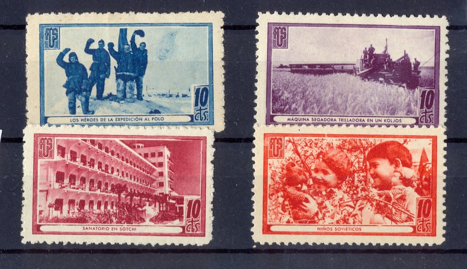 9493 URSS, 1937/38, 1 MH y 3 MNH sellos de utilería emitidos para República Roja España en Foto 1 de 1