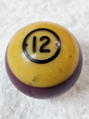 Vintage Brunswick Bakelite Pool Ball #12 – Purple Stripe – 5.9 oz – Inlay Font - Image 1 of 4