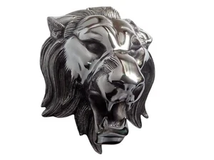 Large Aluminium Lion Head Wall Mount Sculpture Figurine Statue 15 inch Polished - Picture 1 of 6