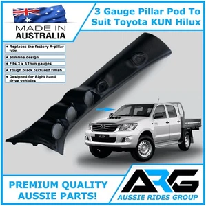 52mm 3 Gauge Pillar Pod In Black To Suit N70 KUN Series Toyota Hilux 2005-2015 - Picture 1 of 2