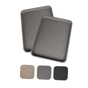 Boot Tray for Entryway Indoor, Pet Food Mat Tray, 16.7 x 12.8 2 Pack Grey - Picture 1 of 8