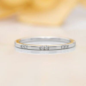 14KWhite Gold Diamond Half Eternity Wedding Band/Diamond Band/Perfect Matching - Picture 1 of 3