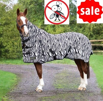 GALLOP Zebra Fliegendecke StormX Full Neck Mesh Zebra Pony Fliegendecke Sommer Bug Sheet 5'0"