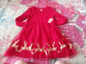 NEW Wonder Nation size XL 14 16 red tulle Christmas holiday dress glitter deer - Picture 1 of 2