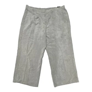 Pantalones rectos Alfred Dunner talla 24 gris pana cintura elástica tiro alto - Imagen 1 de 10