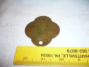 RARE BRASS 1941 Bicycle License Plate registration city of mckeesport pa - Picture 1 of 3