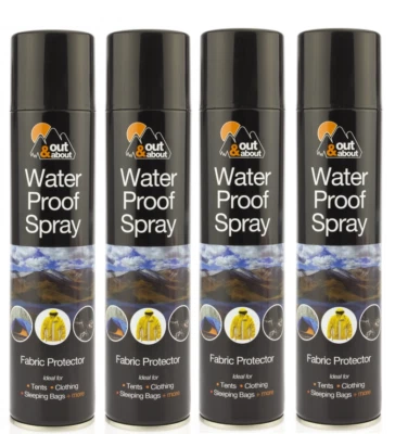 151 4 x AEROSOL IMPERMEABLE PARA TIENDA TELA ZAPATOS PESCA CAMPING TELA PROTECTOR 300ml