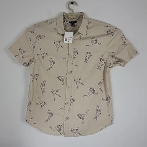 Forever 21 Mens AOP All Over Print  Football Player Sports Button Down SS Sz M - Picture 1 of 8