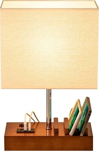 USB Bedside Table Lamp, Briever Desk Lamp with 3 USB Charging Ports and Phone C - Picture 1 of 7