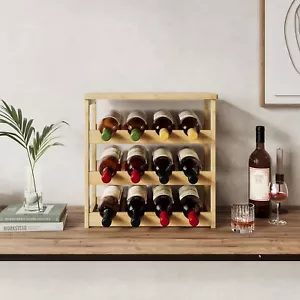 Wooden Wave Wine Rack/Creative Home Grape Wine Holder Shelf Cabinet/Bottle Rack - Picture 1 of 32
