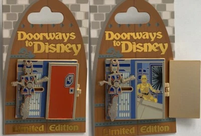 Prendedor y tarjeta Doorways to Disney Star Wars Tours Aly San San C-3P0 LE con bisagras Foto 1 de 3