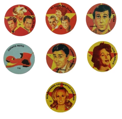 1960s-70s Argentinian Actors & Actresses Famous Hosts TV Shows Disc Cards (7x) - Image 1 of 4