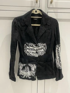 EUC Isabel de Pedro schwarzer Blazer Jacke Größe 4 Spanien Designer Grafik Vintage - Bild 1 von 7