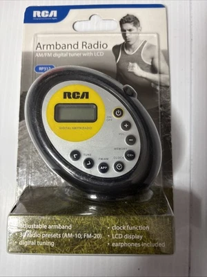 RCA AM/FM Adjustable Armband Radio Digital Tuner with LCD Clock Earphones NIP - Image 1 of 2
