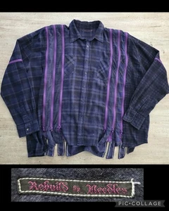 Rebuild Needles Flannel Shirt 7 Cuts Zipped Wide Shirt Over Dye Purple One Size - Picture 1 of 10