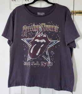 Lucky Brand Womens T-Shirt XL Rolling Stone Studded Gray Cotton Short Sleeve - Picture 1 of 4