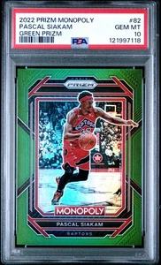 2022 PANINI PRIZM MONOPOLY 82 PASCAL SIAKAM GREEN PRIZM 22/24 PSA 10 - Picture 1 of 2