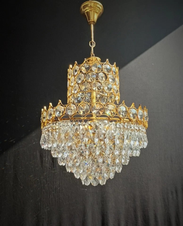 Lámpara de araña de cristal vintage cesta lámpara de techo iluminación decoración del hogar Foto 1 de 4