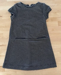 Zara Girls Black White Short Sleeve Aline Knee Length Dress Sz 4/5 Checked EUC - Picture 1 of 7