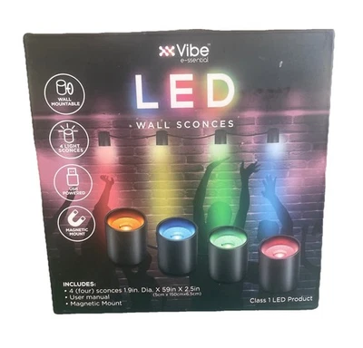 Apliques de pared LED USB luces por Vibe E-ssential - inalámbricos - 4 colores diferentes Foto 1 de 3