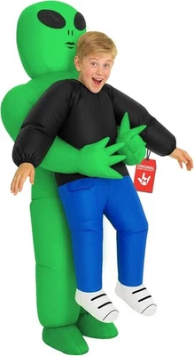 Kids Inflatable Alien Costume Boys Girls Blow Up Pick Me Up Suit Halloween - Image 1 of 4