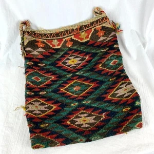 Antique Middle East Camel Saddle L Bag Hand Woven Rug 2 Hooks Tribal Ethnic - Picture 1 of 14