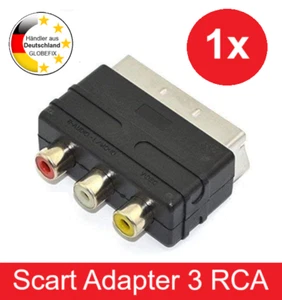 Scart TV AV Adapter Chinch Stecker PS 1 2 3 Xbox 360 Nintendo Wii Wii U VHS 1x - Bild 1 von 1
