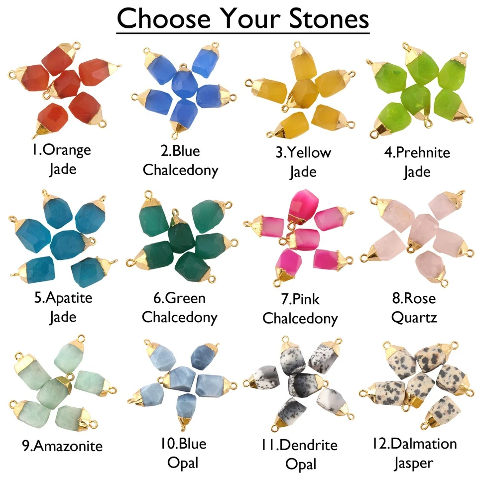 Elige tu piedra piedra preciosa natural calcedonia chapada en oro hágalo usted mismo dijes conectores Foto 1 de 1