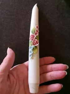 Vintage Keramik/Porzellan Faux Kegel Kerze Floral 8" Erhöht Capi. Stil Blumen - Bild 1 von 17