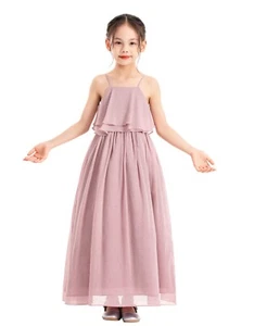 Chiffon Flower Girl Dress Summer Dress Chiffon Ruffle Dress Wedding Girls Dress - Picture 1 of 52