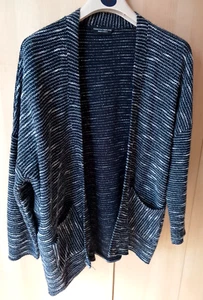 EDGE TO EDGE SOFT CARDIGAN JACKET. NAVY /WHITE WITH SPARKLE THREAD. UK M / EU 3 - Picture 1 of 6