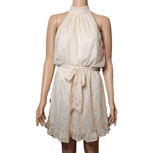 AQUA Halter Mini Dress NWT Pink & Gold Small - Picture 1 of 8