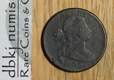1803 Draped Bust Large Cent Small Date & Fraction Very Fine Details Env. Damage - Image 1 of 3
