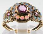 9K GOLD PINK TOPAZ  OPAL CLUSTER BAND ART DECO INS RING Size T