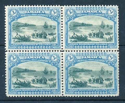 JAMAICA 1921 DEFINITIVES SG99a (3d) BLOCK OF 4 MNH Cover