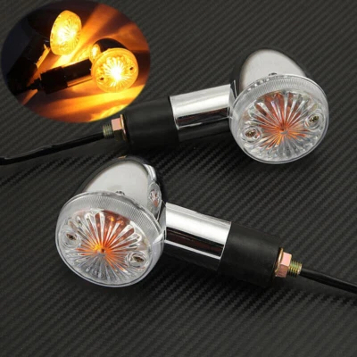 2pcs Amber Turn Signals Lights For Honda VTX 1800 TYPE C R S N F T RETRO Chrome - Image 1 of 4