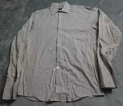 Sean John Tailored Fit Shirt Mens 16 34/35 Brown Geometric Button Up Long Sleeve - Image 1 of 4