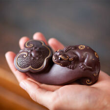 Chinese Yixing Zisha Pottery Lovable Ruyi Brave Troops Wealth Tea Pet Statues