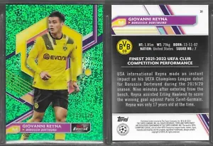 TOPPS FINEST UCL 2022-2023 #21 GIOVANNI REYNA BORUSSIA DORTMUND GREEN #ED /125 - Picture 1 of 1